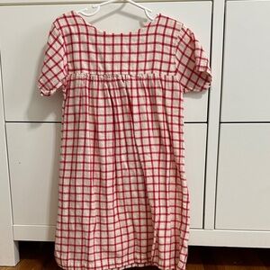 Little Green Radicals Cream Dress with Red Check